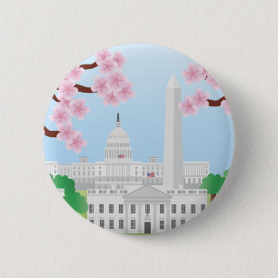 Washington DC und Kirschblüten-Knopf Button