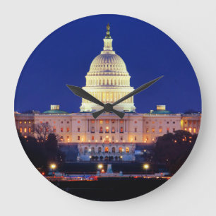 Washington DC United States Capitol at Dusk Große Wanduhr
