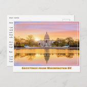 Washington DC US-Hauptstadt Sunset w Reflektion Postkarte (Vorne/Hinten)