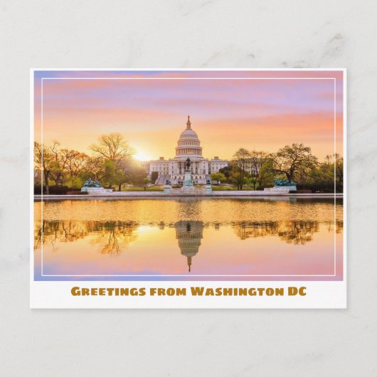 Washington DC US-Hauptstadt Sunset w Reflektion Postkarte (Vorderseite)