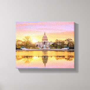 Washington DC US-Kapitolgebäude Sonnenuntergangsre Leinwanddruck