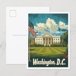 Washington DC USA Art Vintage Travel Illustration Postkarte