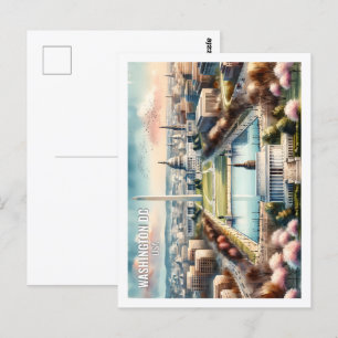 Washington DC USA Berühmter Reiseort Wasserfarbe Postkarte