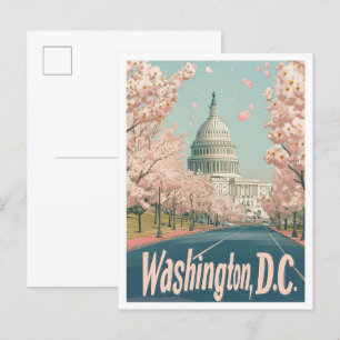 Washington DC USA Kunst Vintage Reiseillustration Postkarte