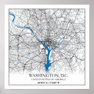 Washington DC USA Travel City Map Poster