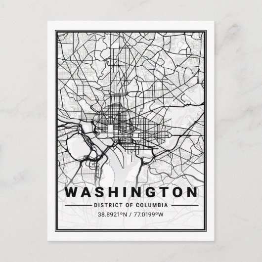Washington DC USA Travel City Map Postkarte (Vorderseite)