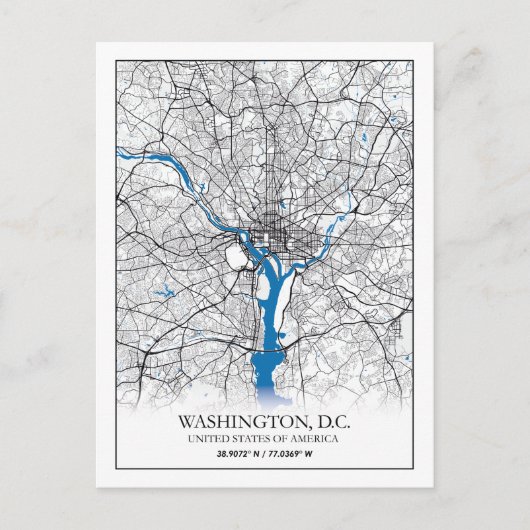 Washington DC USA Travel City Map Postkarte (Vorderseite)