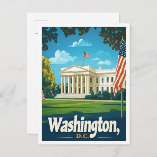 Washington DC USA Vintage Travel Illustration Postkarte (Vorne/Hinten)