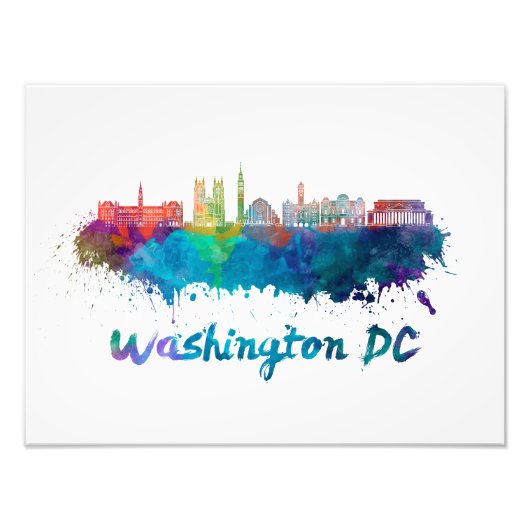 Washington DC V2 skyline im Watercolor Fotodruck (Vorne)