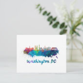 Washington DC V2 Skyline in Aquarellfarben Postkarte (Stehend Vorderseite)