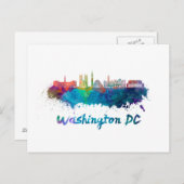 Washington DC V2 Skyline in Aquarellfarben Postkarte (Vorne/Hinten)