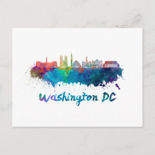 Washington DC V2 Skyline in Aquarellfarben Postkarte