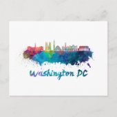 Washington DC V2 Skyline in Aquarellfarben Postkarte (Vorderseite)