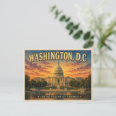 Washington DC Vintage Reise Postkarte (Stehend Vorderseite)