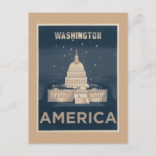 Washington DC Vintage Travel Poster Postkarte (Vorderseite)