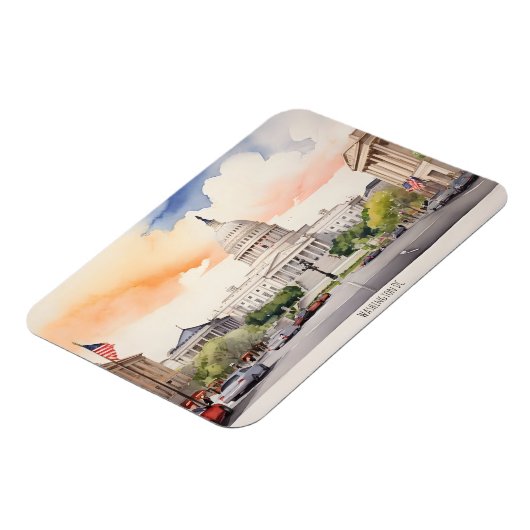 Washington DC Wasserfarbkunst Magnet (Linke Seite)