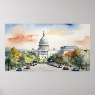 Washington DC Wasserfarbkunst Poster
