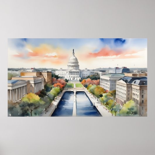 Washington DC Wasserfarbkunst Poster (Vorne)
