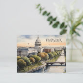 Washington DC Wasserfarbkunst Postkarte (Stehend Vorderseite)