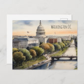 Washington DC Wasserfarbkunst Postkarte (Vorne/Hinten)