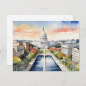 Washington DC Wasserfarbkunst Postkarte (Vorne/Hinten)
