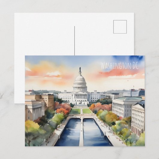 Washington DC Wasserfarbkunst Postkarte (Vorne/Hinten)