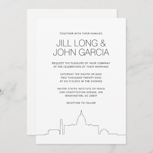 Washington DC Wedding Einladung (Vorne/Hinten)