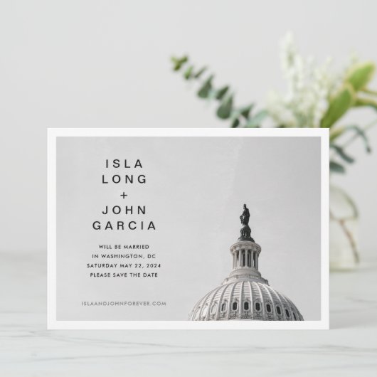 Washington DC Wedding rettet das Datum der Einladu Einladung (Stehend Vorderseite)