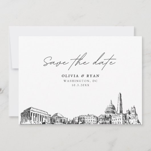 Washington DC Wedding rettet das Datum Modern Einladung (Vorderseite)