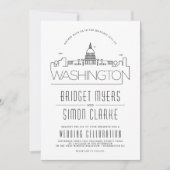 Washington DC Wedding | Stylisierte Skyline-Einlad Einladung (Vorderseite)