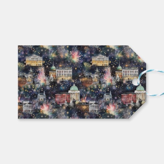 Washington DC Weihnachten & Neues Jahr Wasserfarbe Geschenkanhänger (Vorderseite (Horizontal))