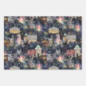 Washington DC Weihnachten & Neues Jahr Wasserfarbe Geschenkpapier Set (Vorderseite 3)