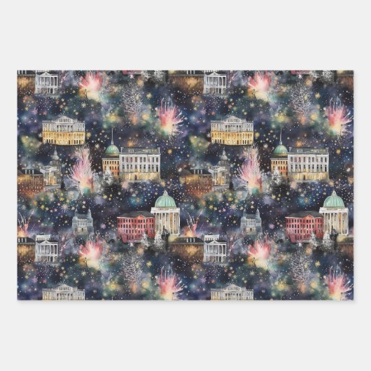 Washington DC Weihnachten & Neues Jahr Wasserfarbe Geschenkpapier Set (Vorderseite 3)