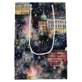 Washington DC Weihnachten & Neues Jahr Wasserfarbe Mittlere Geschenktüte (Rückseite)