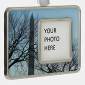Washington Denkmal im Winter I Landschaft Rahmen-Ornament Silber (Rechts)