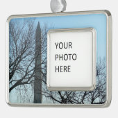Washington Denkmal im Winter I Landschaft Rahmen-Ornament Silber (Links)