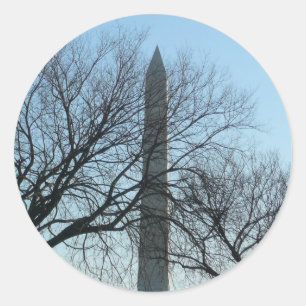 Washington Denkmal im Winter I Landschaft Runder Aufkleber