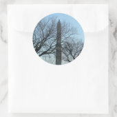 Washington Denkmal im Winter I Landschaft Runder Aufkleber (Tasche)