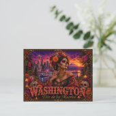 Washington Día de los Muertos Retro Postkarte (Stehend Vorderseite)