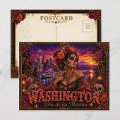 Washington Día de los Muertos Retro Postkarte (Vorne/Hinten)