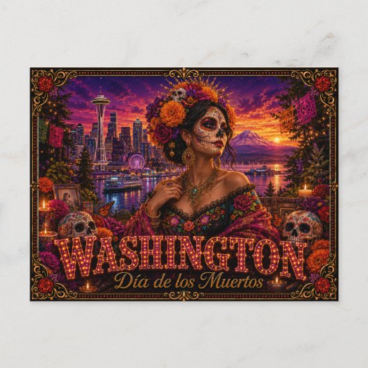 Washington Día de los Muertos Retro Postkarte (Vorderseite)