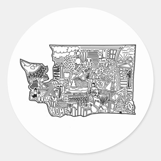 Washington Doodle Sticker (Vorderseite)
