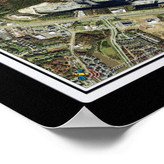 Washington Dulles Intl Airport Satellite Map Poster (Ecke)