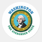 WASHINGTON EVERGREEN STAAT FLAG RUNDER AUFKLEBER (Vorderseite)