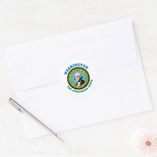 WASHINGTON EVERGREEN STAAT FLAG RUNDER AUFKLEBER (Umschlag)