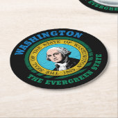 WASHINGTON EVERGREEN STAAT FLAG RUNDER PAPPUNTERSETZER (Angewinkelt)