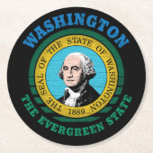 WASHINGTON EVERGREEN STAAT FLAG RUNDER PAPPUNTERSETZER (Vorderseite)