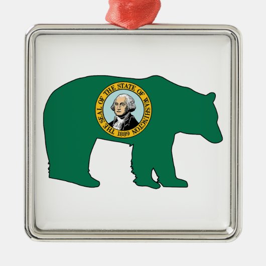 Washington Flag Bär Ornament Aus Metall (Vorne)
