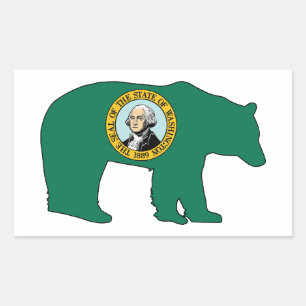 Washington Flag Bär Rechteckiger Aufkleber