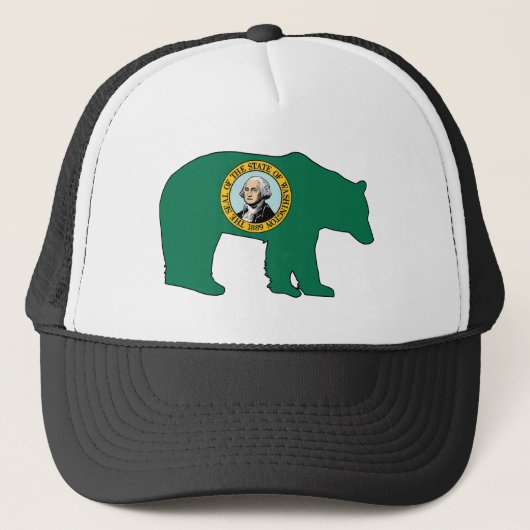 Washington Flag Bär Truckerkappe (Vorderseite)